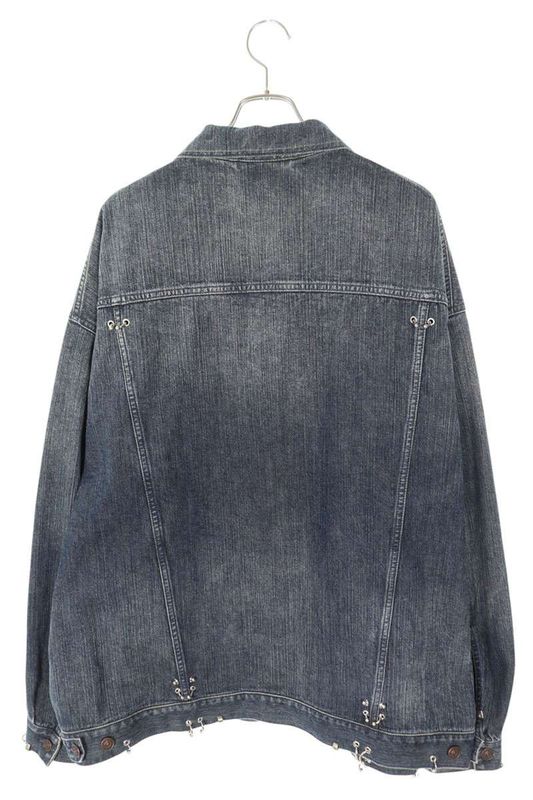 Balenciaga 24SS 764518 Tnw65 Earrings Processed Oversized Denim Jacket Men 4