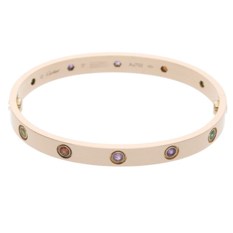 Cartier LOVE Bracelet Love Bracelet 18K Pink Gold Multi-stone Bracelet Men's 17