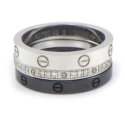 Cartier Ring Love Sleeve Diamond Black Ceramic 18K White Gold 49