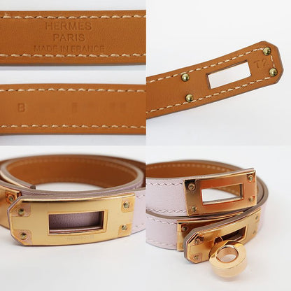 Hermes Kelly Double Tour Bracelet Mauve Peel Gold Hardware B Engraved