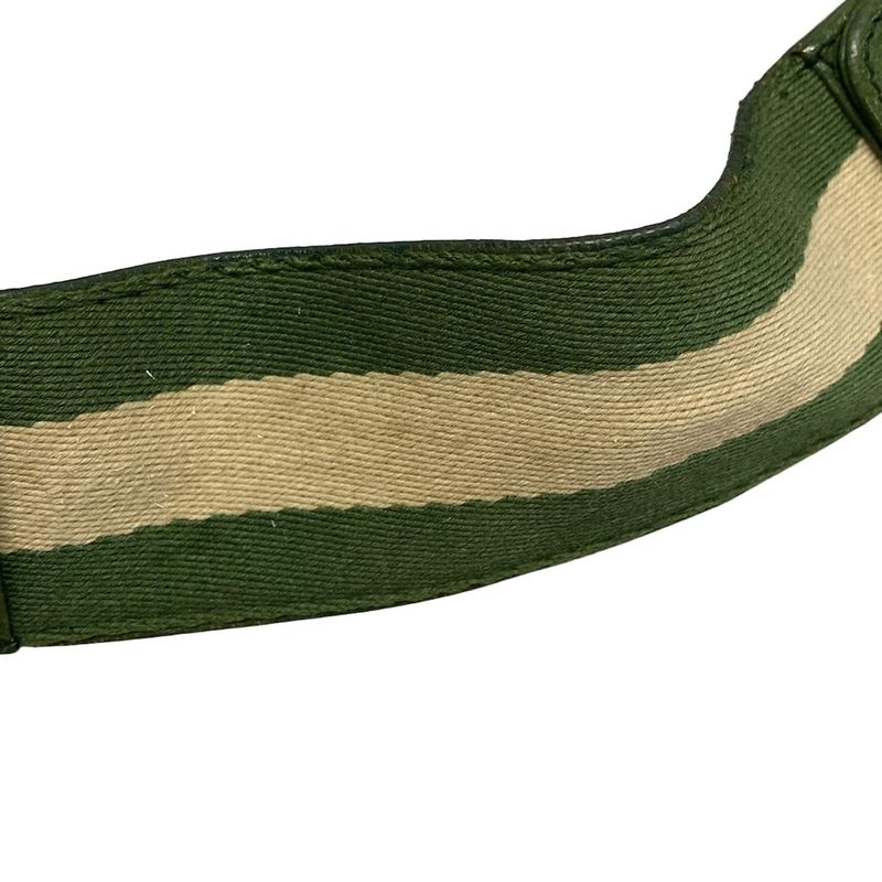 Gucci Shoulder Bag GG Patternbamboo 131036 Beige Dark Brown And Green Leather