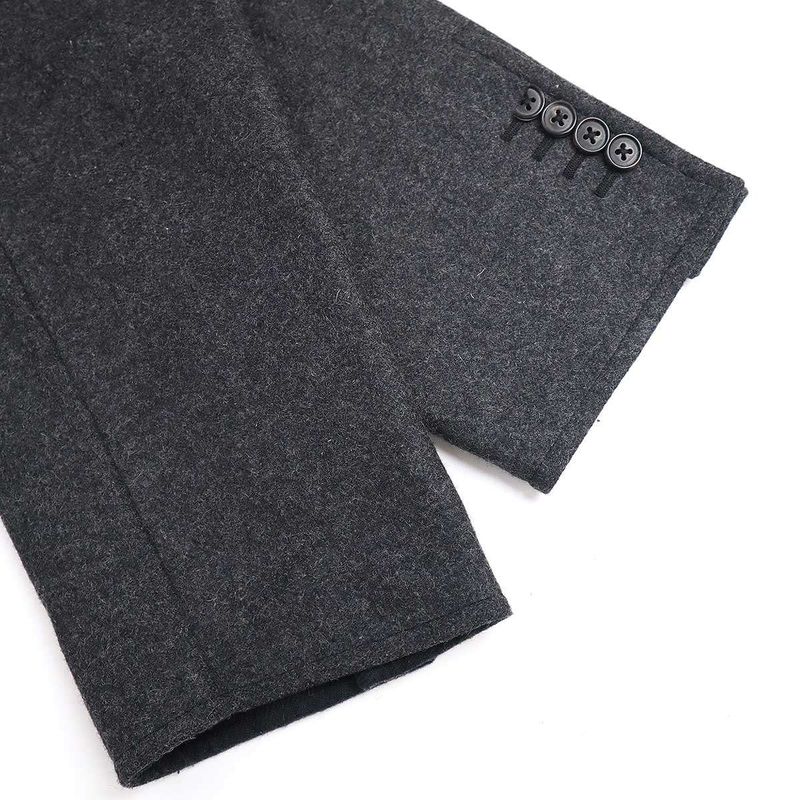 Hermes 12aw Wool Flannel Double Long Coat Pt93dba Gray 48