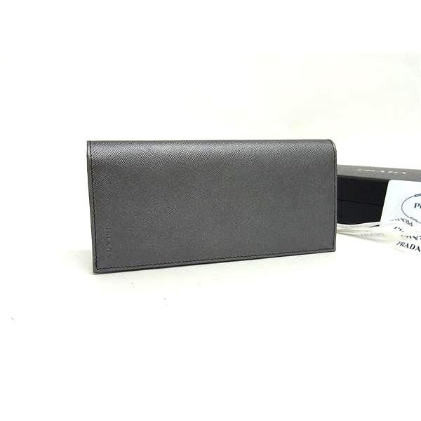 Prada 2 M0836 Saffiano Leather Foldable Long Wallet Billfold Coin Purse