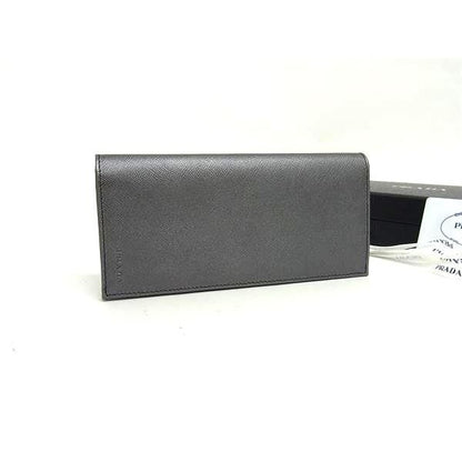 Prada 2 M0836 Saffiano Leather Foldable Long Wallet Billfold Coin Purse