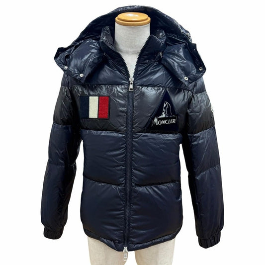 Moncler Gary Logo Patch Hooded Double Zip Up Jacket Navy