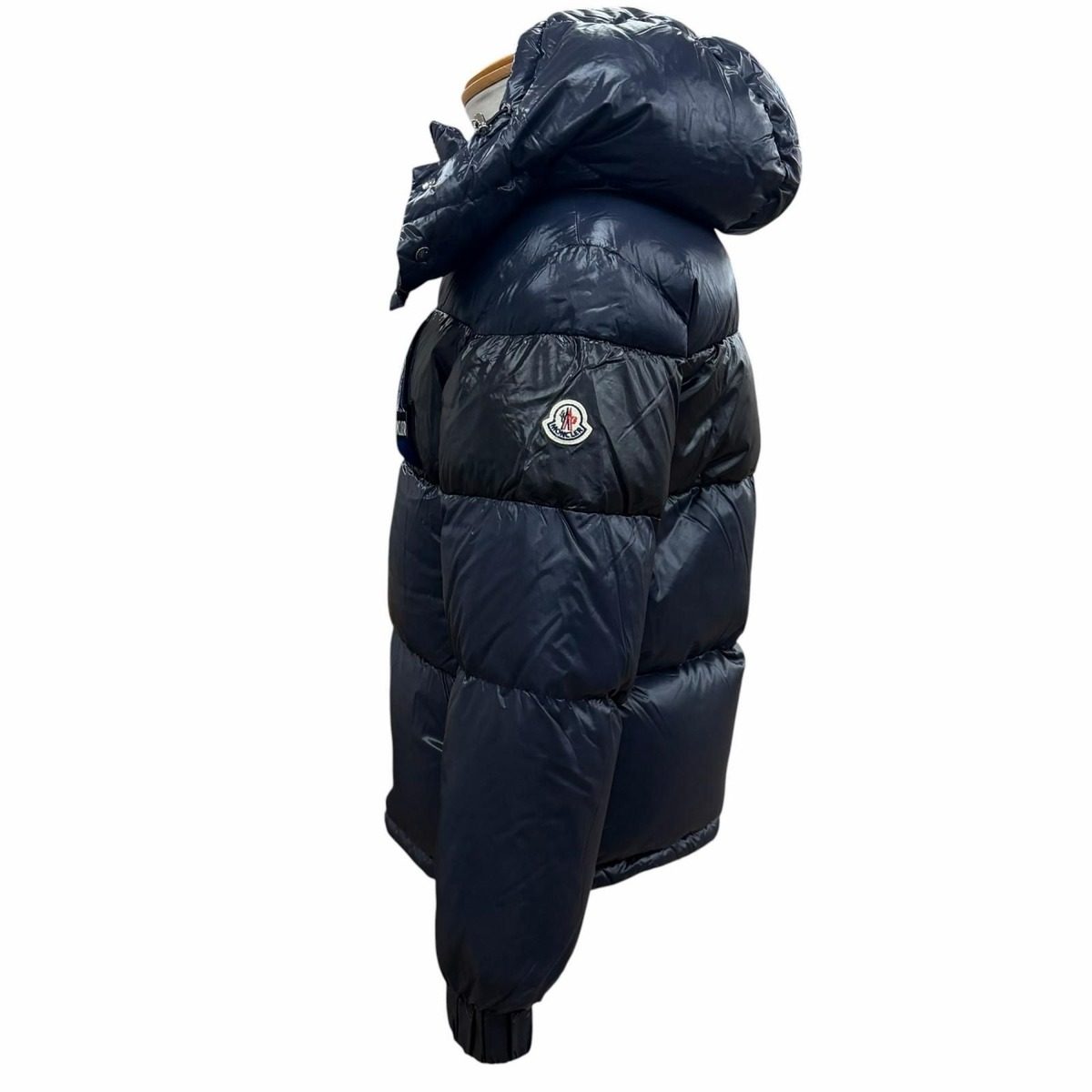 Moncler Gary Logo Patch Hooded Double Zip Up Jacket Navy — view 3