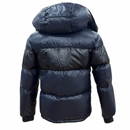 Moncler Gary Logo Patch Hooded Double Zip Up Jacket Navy — view 4