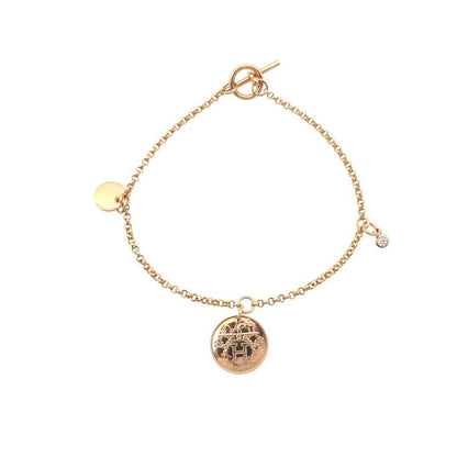 Hermes Exlibris PM 18K Pink Gold And Diamonds Bracelet Diamond Jewelry 0251