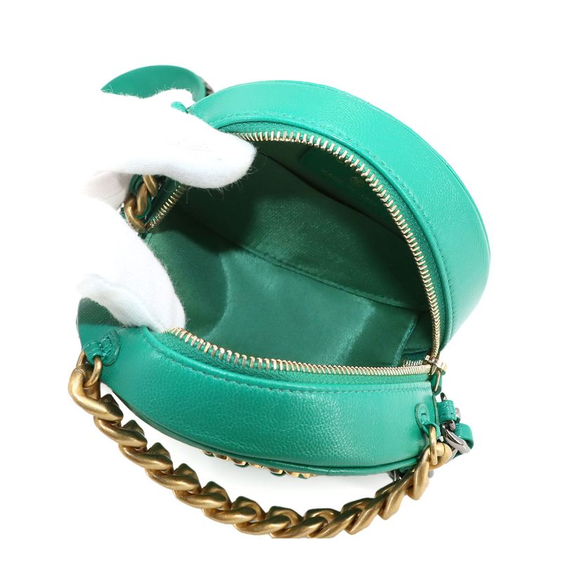 Chanel 19 Round Clutch Chain Shoulder Bag Lambskin Green Ap0945 Chanel 19 Bag
