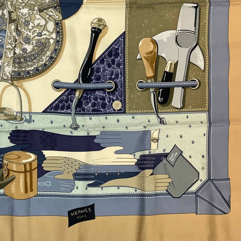 Hermes Scarf Carre 90 TOUT CUIR All Skin Silk Blawan