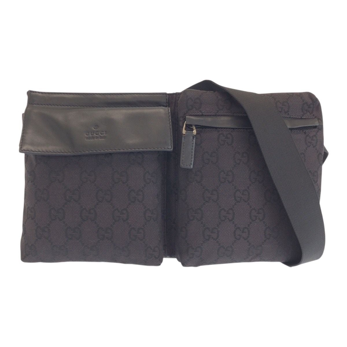 Gucci Black Silver GG Canvas Leather 018 Belt Bag Waist Pouch
