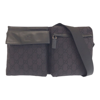 Gucci Black Silver GG Canvas Leather 018 Belt Bag Waist Pouch