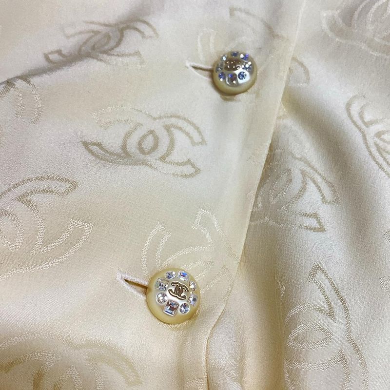Chanel Long Sleeve Shirt Blouse Size 40 M Women's P74771 Ivory 2023/coco
