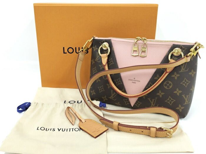 Louis Vuitton V Tote BB 2WAY Handbag Monogram Rose Ballerine Brown M43967