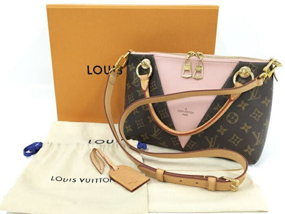 Louis Vuitton V Tote BB 2WAY Handbag Monogram Rose Ballerine Brown M43967