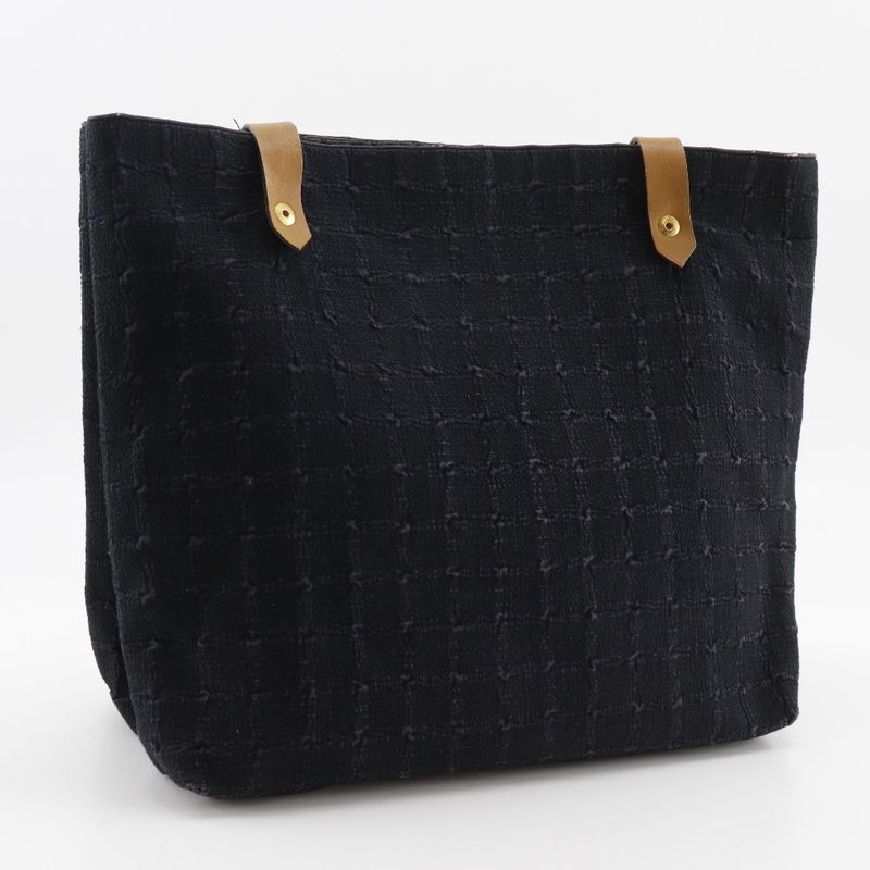 Hermes Amedava Cabas De Poche Long Shoulder Canvas Black Women's Shoulder Bag