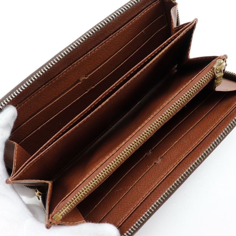 Louis Vuitton Zippy Wallet M42616 Monogram Canvas Brown Ca0096 Unisex Long