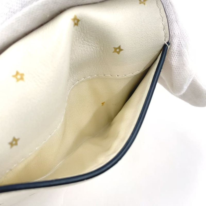 Christian Dior Star Pattern Trifold Leather White Wallet Gold