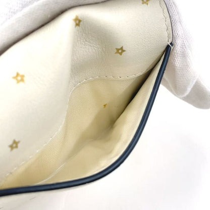 Christian Dior Star Pattern Trifold Leather White Wallet Gold