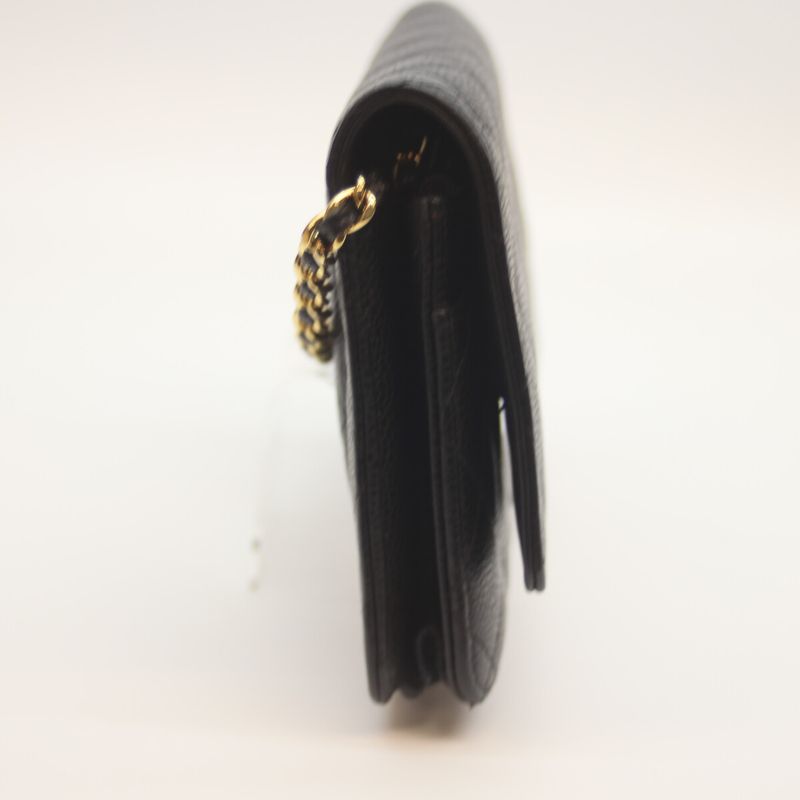 Chanel No 21 Ap0250 Black Caviar Ghardware Chain Wallet