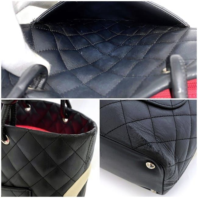 Chanel Tote Bag F21152 Black White Cambon