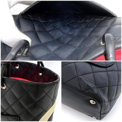 Chanel Tote Bag F21152 Black White Cambon