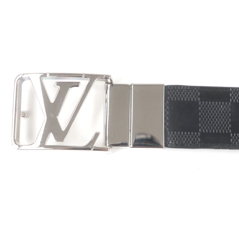 Louis Vuitton M0029 Santure Damier Infini LV Logo Silver Buckle Leather Belt