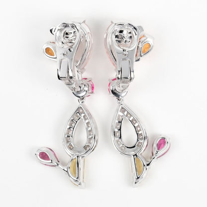 Cartier Sorbet 18kwhite Gold X Diamonds X Multi-stone Ladies 9.5g Earrings