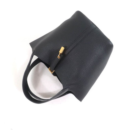 Hermes Picotin Lock MM Black Taurillon Clemence Gold Hardware Handbag Engraved