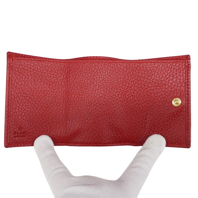 Gucci Wallet Women's Branded Trifold Wallet Petit Marmont Leather Red 523277