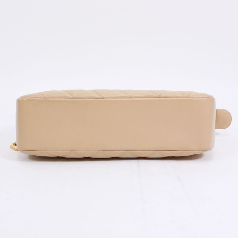 Chanel Matelasse Chain Calfskin Beige Shoulder Bag Gold