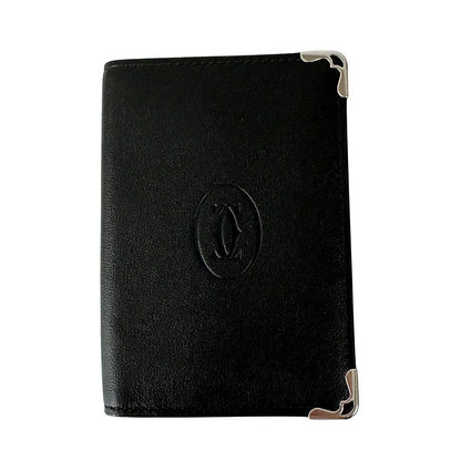 Cartier Card Case Must Leather Black Compact Small Adult Simple Business