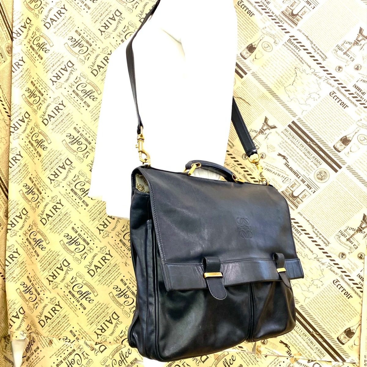 Loewe Shoulder Bag Business PC Briefcase Anagram Leather — view 3