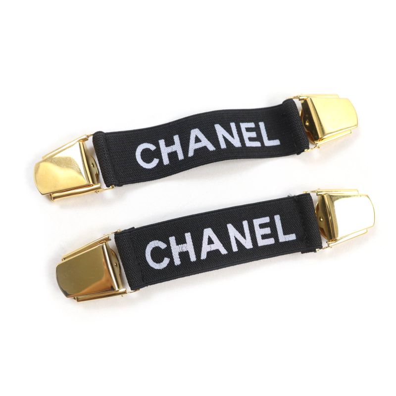 CHANEL Vintage Logo Design Armband Fashion Accessory Black Gold Made In Italy