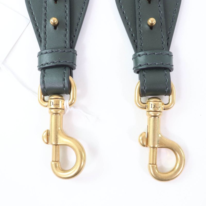 Christian DIOR Embroidery Shoulder Strap Oblique Greenish Women