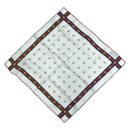 Gucci Scarf White Red Multi Silk Bee X