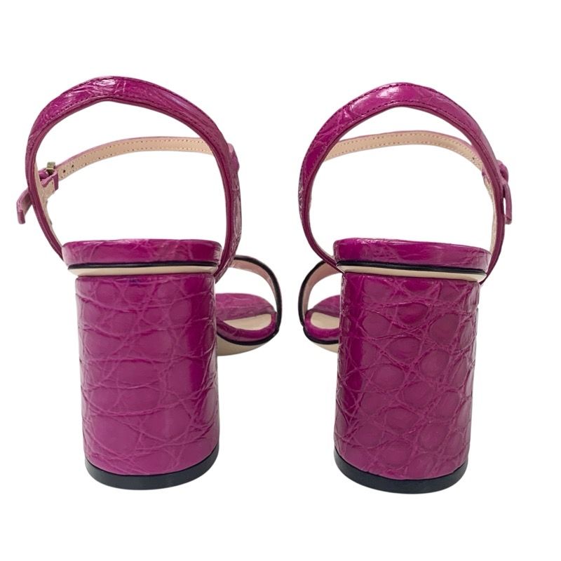 Gucci Double G Sandals Shoes Leather Purple Gold Ggmarmont Strap