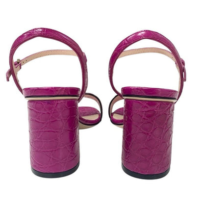 Gucci Double G Sandals Shoes Leather Purple Gold Ggmarmont Strap