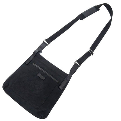 Gucci 122793 GG Canvas Leather Black Shoulder Bag Black 1530 Gucci