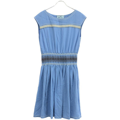 Prada 15ss Sleeveless Stitched Dress P31e1r 1i11 Blue