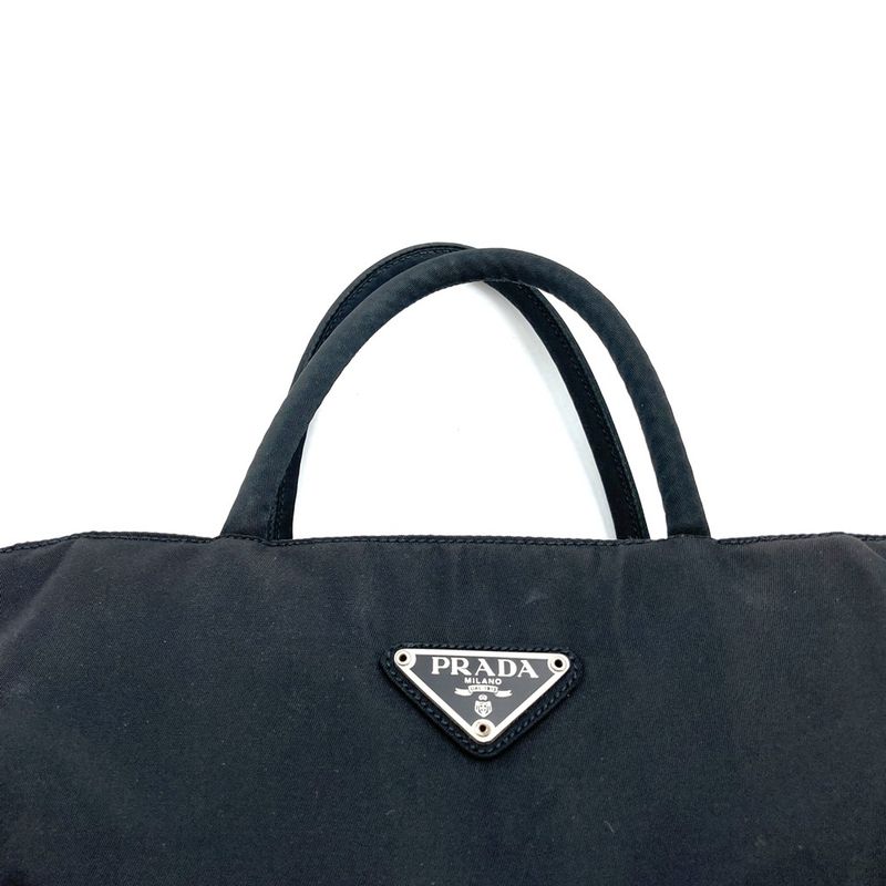 Prada Handbag Nylon Black Nylon Women Men