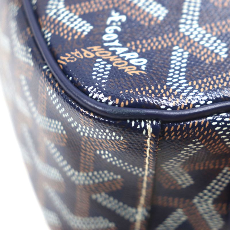 goyard Cupveil PM Canvas Leather Allover Logo Square Shoulder Bag Navy Storage