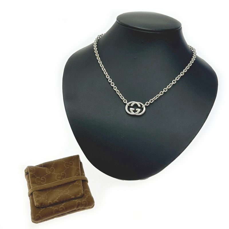 Gucci Silver Interlocking G Necklace 27.7g 925 Engraved 366825 Necklace