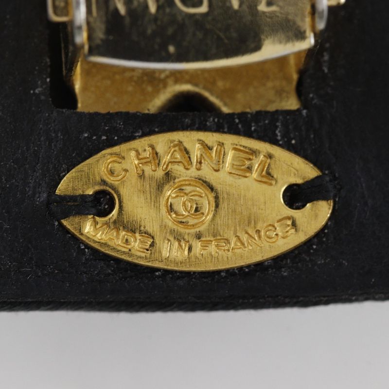 Chanel Coco Mark Suede And Gold Plated Black Women's Barrette