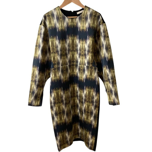 Celine Phoebe Period Transfer Print Long Sleeve Dress 34 Black