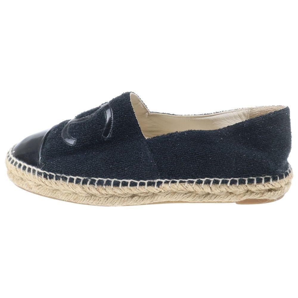 Chanel Cccoco Mark Espadrille Flat Shoes Black
