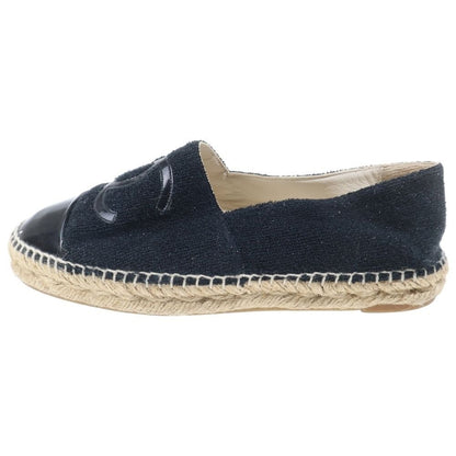 Chanel Cccoco Mark Espadrille Flat Shoes Black