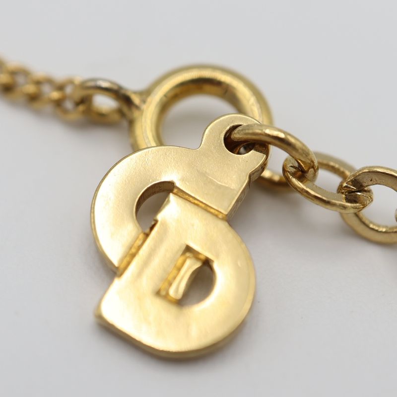 Christian DIOR Necklace CD Logo GP Gold Color Accessories Women M1996