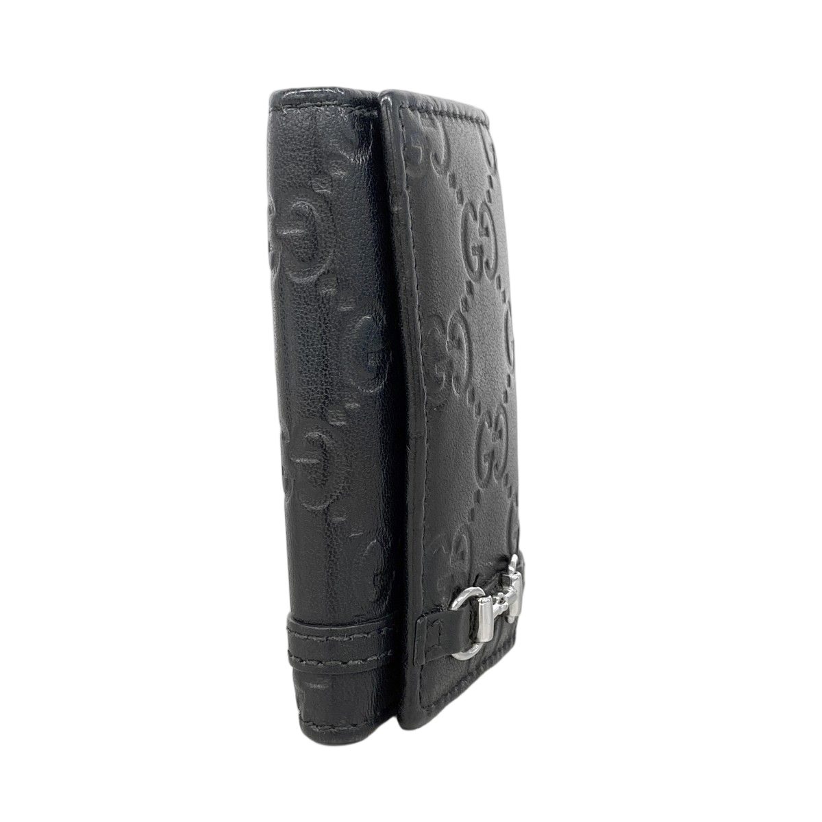 Gucci Key Case Guccissima Horsebit Leather Black Silver Key Holder — view 2