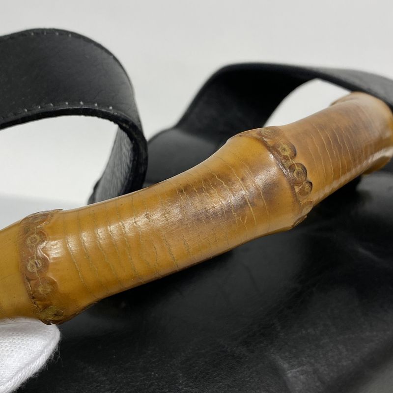 Gucci Backpack Daypack Bamboo 0030 2058 Leather Black Gold Hardware Women